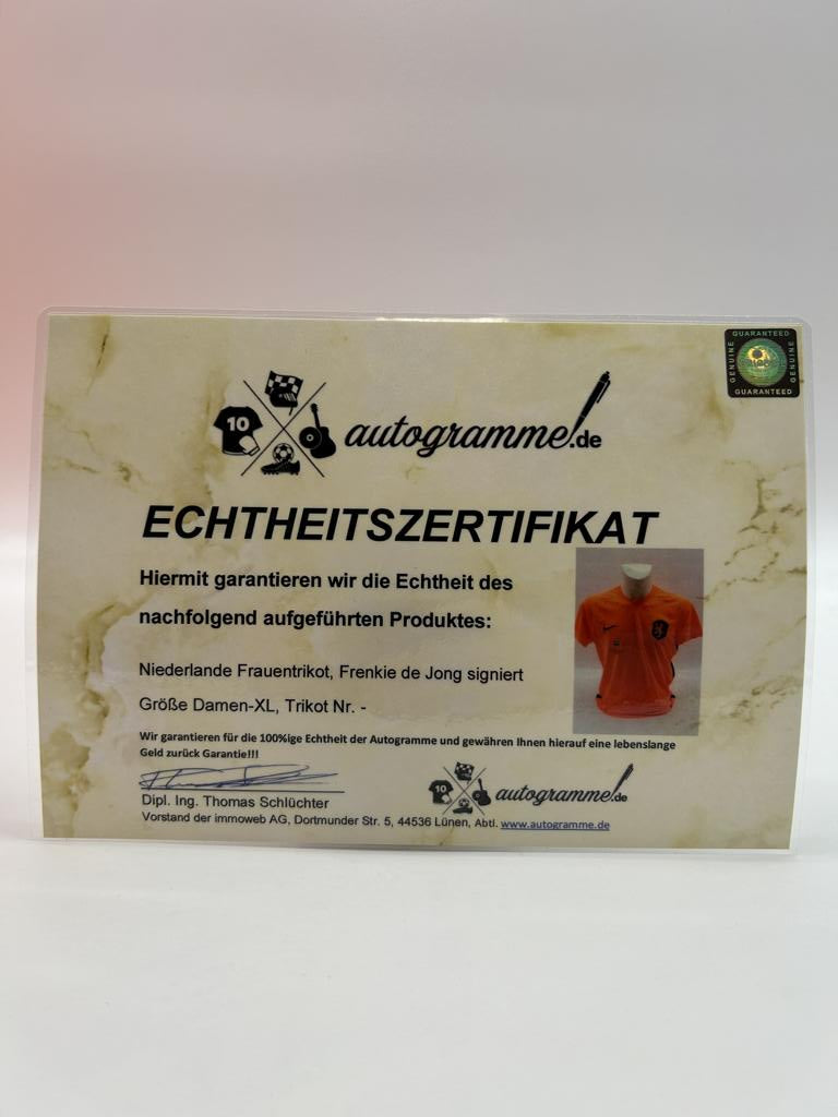 Niederlande Frauentrikot Frenkie de Jong signiert Autogramm Holland Nike XL