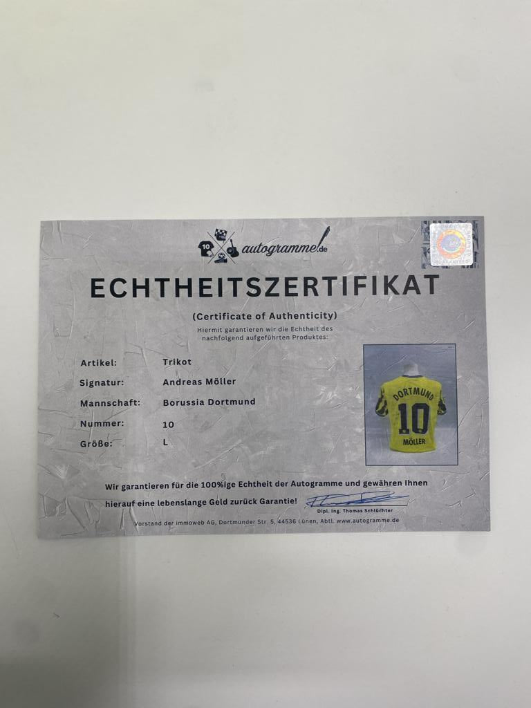 Borussia Dortmund Trikot Andreas Möller signiert Puma COA Autogramm L