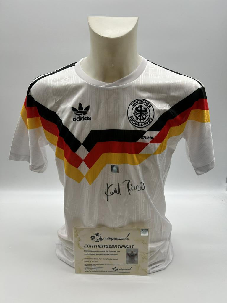 Germany Repro Trikot WM 1990 Karl-Heinz Riedle signed DFB NEW Adidas M