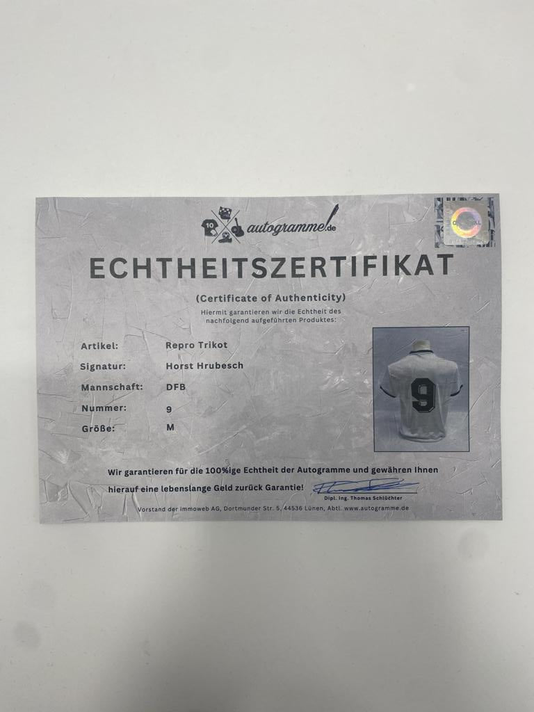 DFB Trikot Horst Hrubesch signiert Adidas COA Deutschland Autogramm M