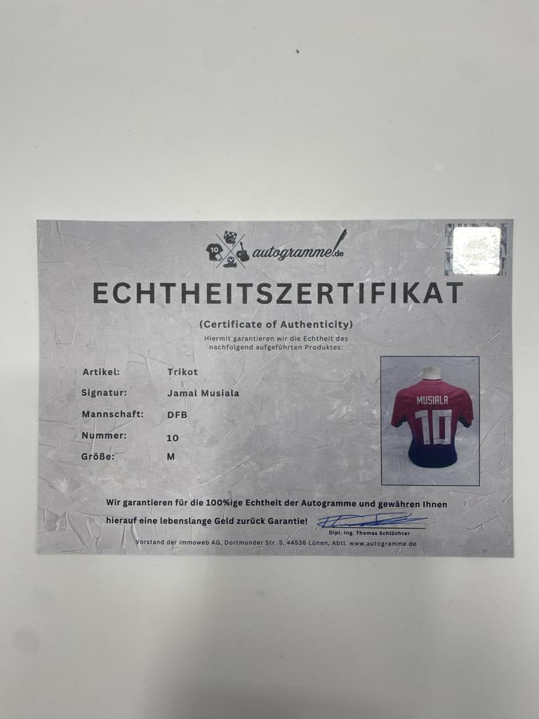 DFB Trikot Jamal Musiala signiert Adidas COA Deutschland Autogramm M
