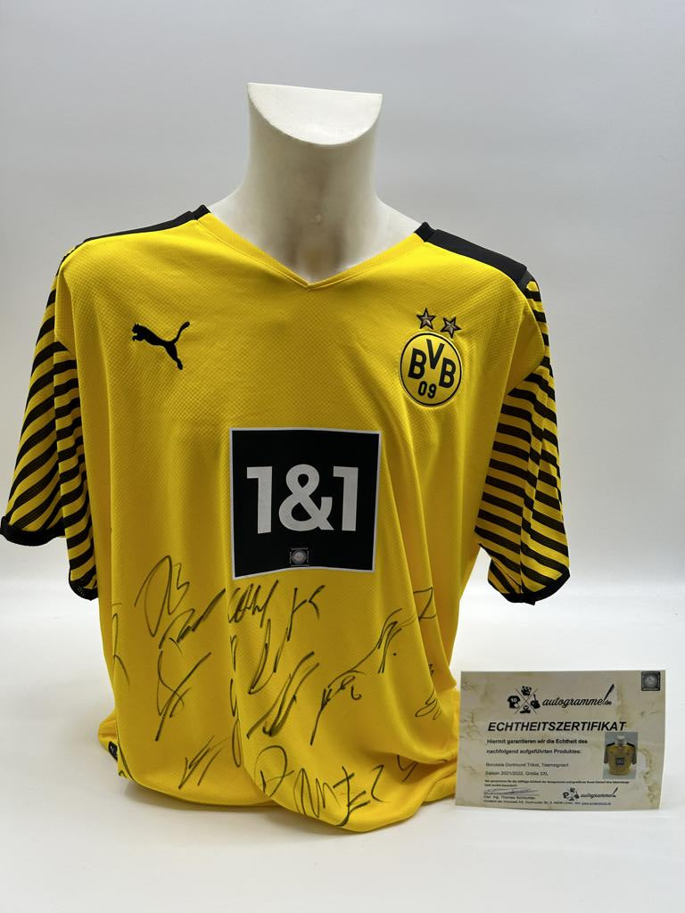 BVB Trikot 2021/2022 team signed Borussia Dortmund Coa Neu Puma 3xl
