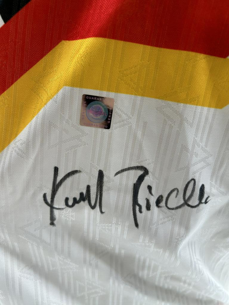 Germany Repro Trikot WM 1990 Karl-Heinz Riedle signed DFB NEW Adidas M