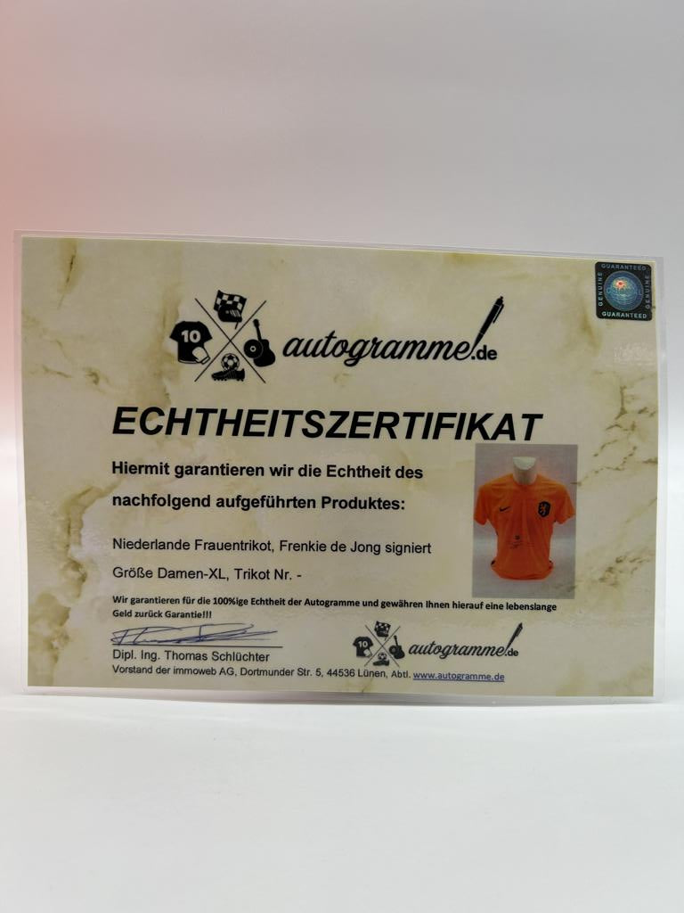 Niederlande Frauentrikot Frenkie de Jong signiert Autogramm Holland XL