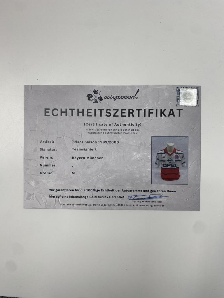 Bayern München Trikot 1999/2000 Teamsigniert Autogramm COA Adidas M
