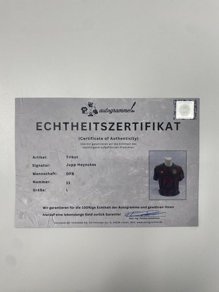DFB Trikot Jupp Heynckes signiert Adidas COA Deutschland Autogramm L