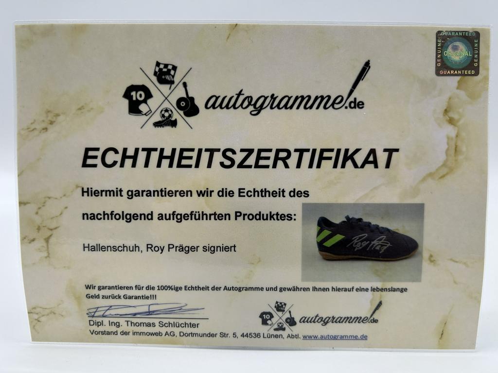 Hallenfußballschuh Roy Präger signiert Fußball VfL Wolfsburg HSV Bundesliga