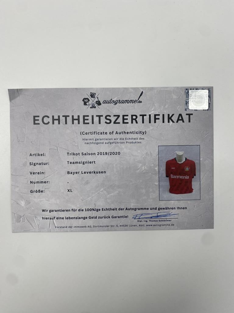 Bayer Leverkusen Trikot 2019/2020 Teamsigniert Autogramm COA Jako XL