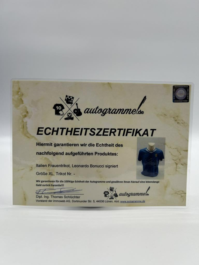Italien Frauentrikot Leonardo Bonucci signiert Autogramm COA XL