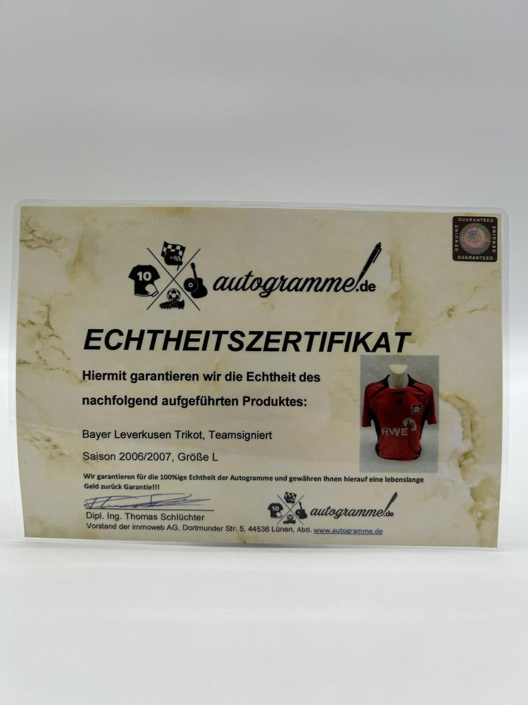 Bayer Leverkusen Trikot 2006/2007 team signed Bundesliga Coa Adidas L