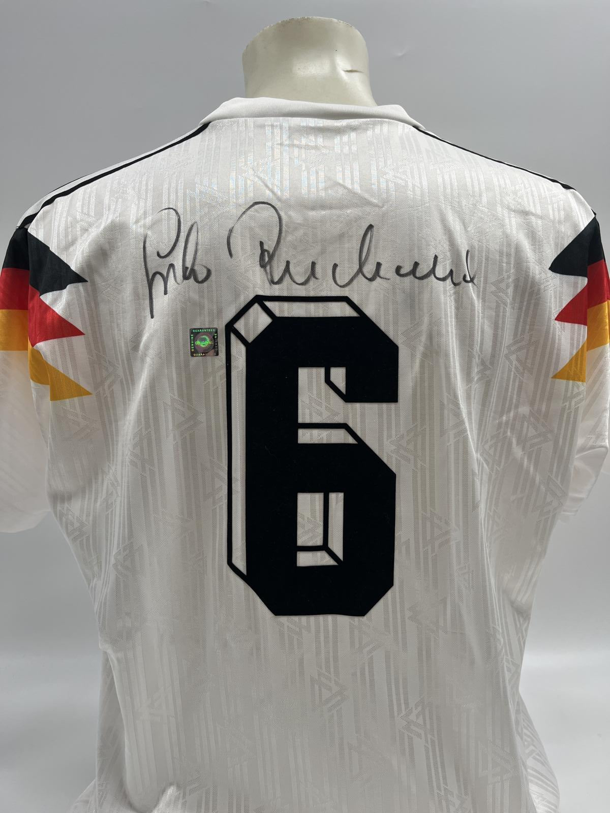 DFB Trikot Guido Buchwald signiert Adidas COA Deutschland Autogramm L
