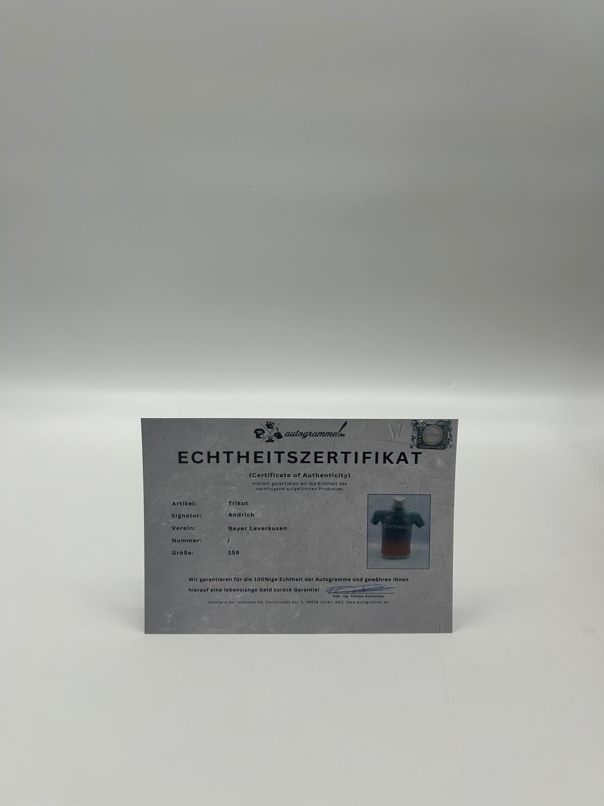 Bayer Leverkusen training shirt Robert Andrich signed autograph Coa Castore 158