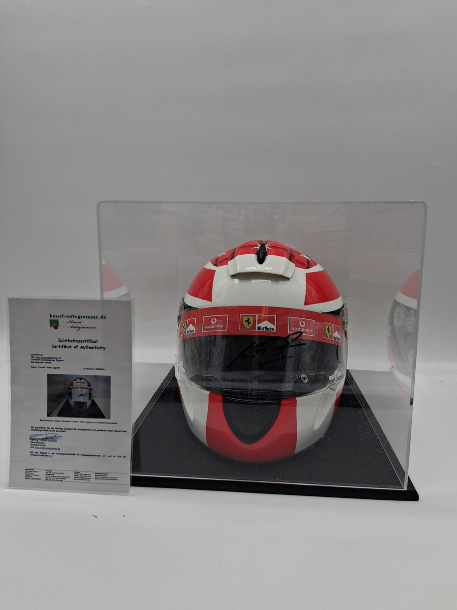 Michael Schumacher Formula 1 Replica Helmet signed in display case Autograph COA 1:1
