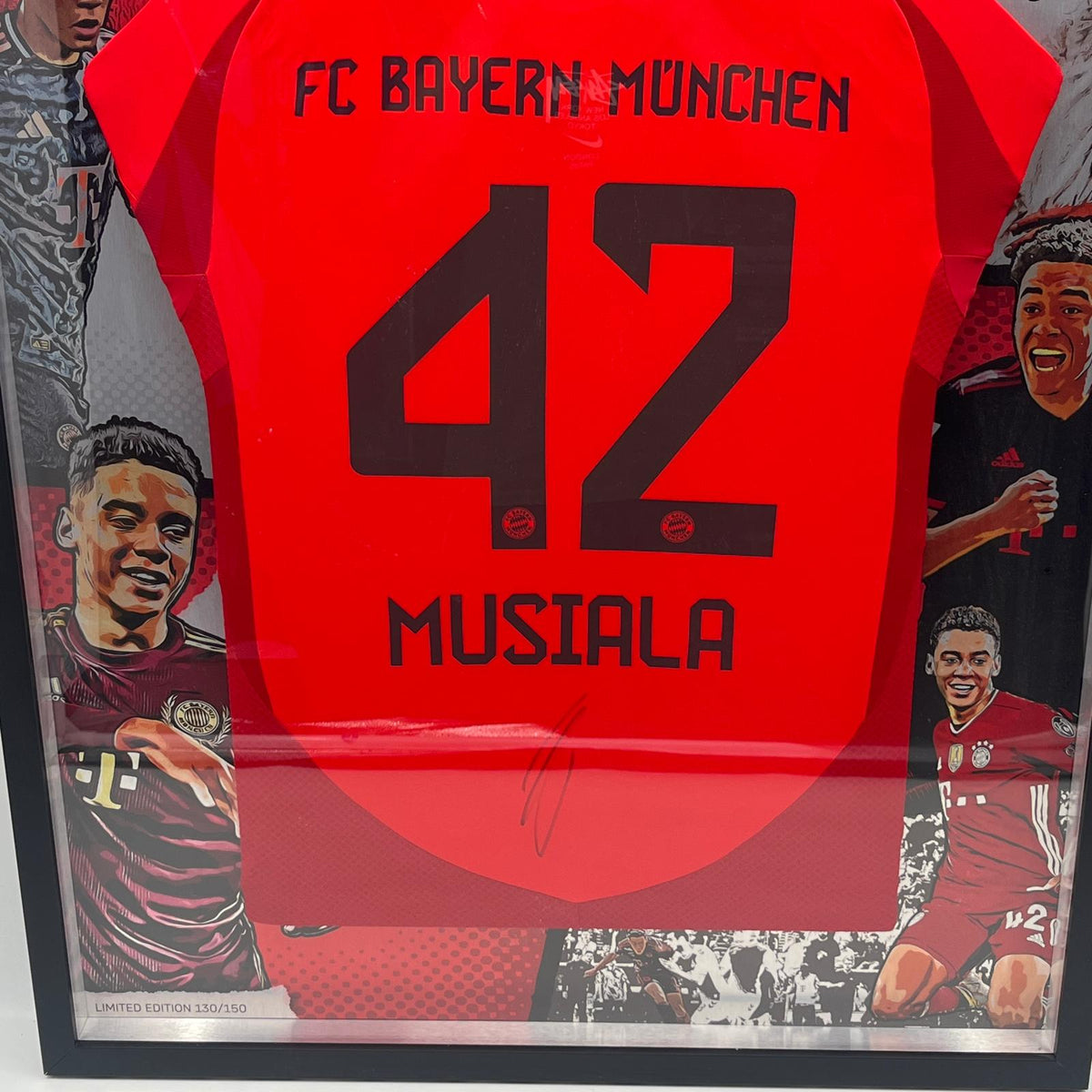 Bayern München Trikot Jamal Musiala signiert im Nielsen-Rahmen COA Adidas