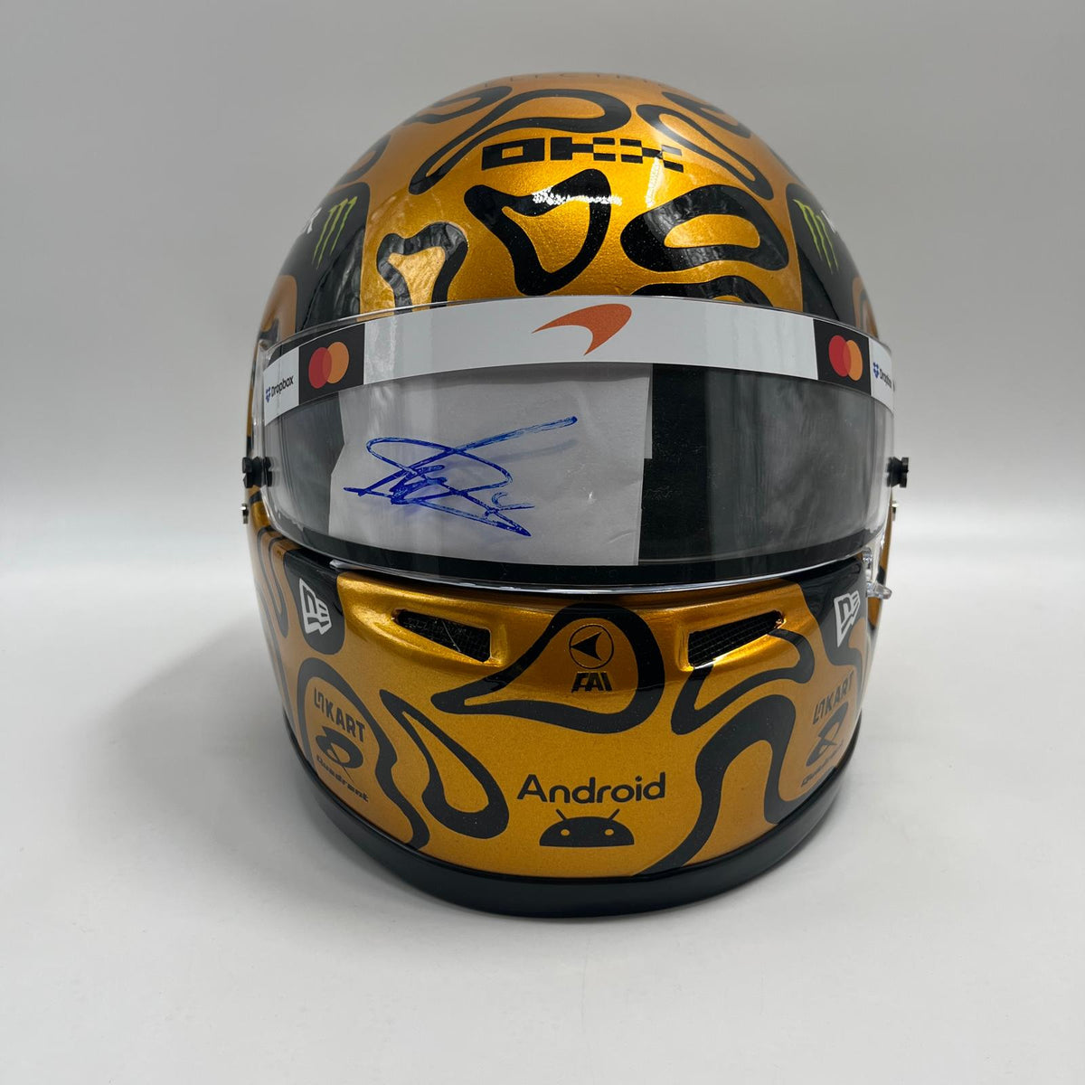 Lando Norris Formel 1 Helm Unterschrift und Echtheitszertifikat 1:1