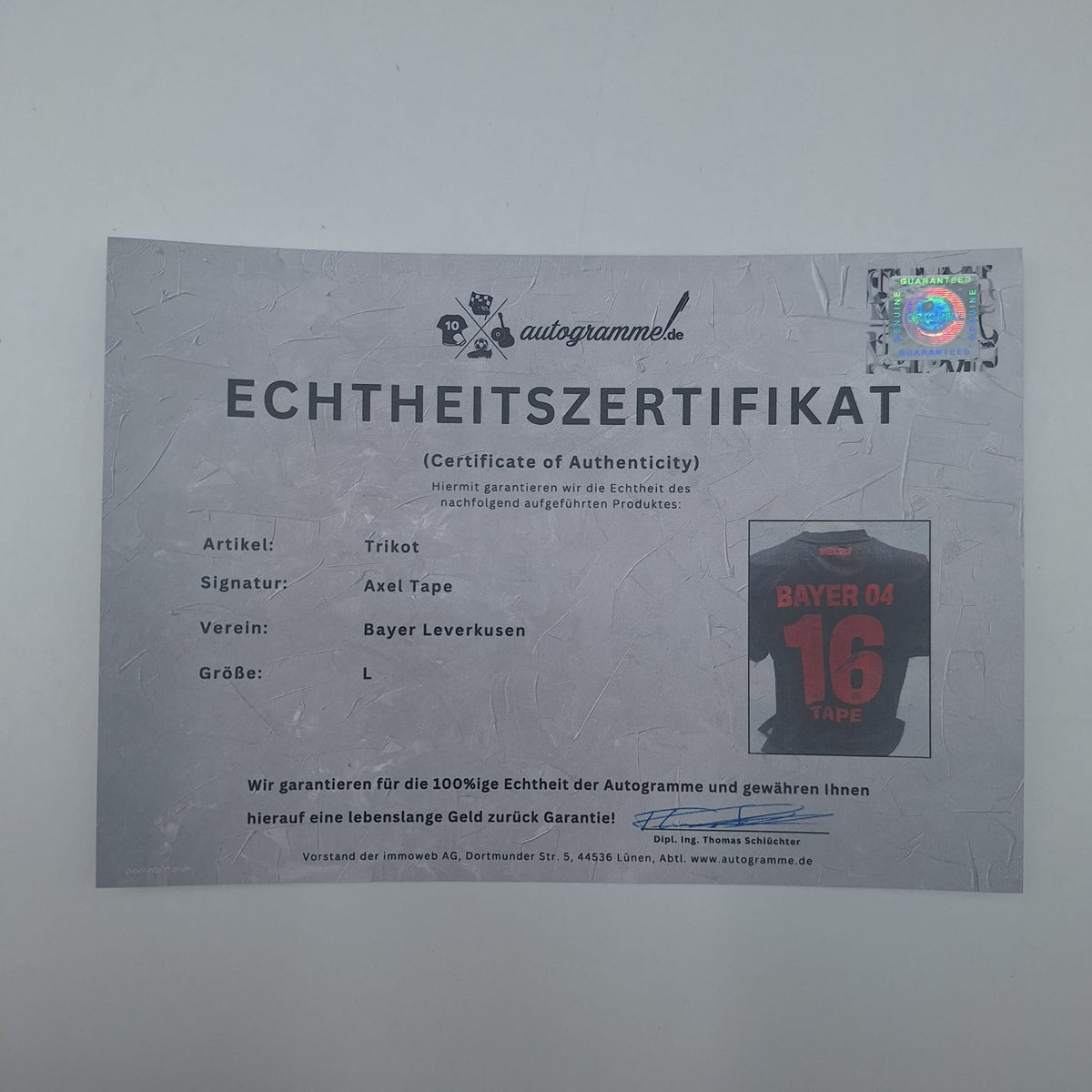 Bayer Leverkusen Trikot 2025/2026 Arthur signiert New Balance COA Autogramm L