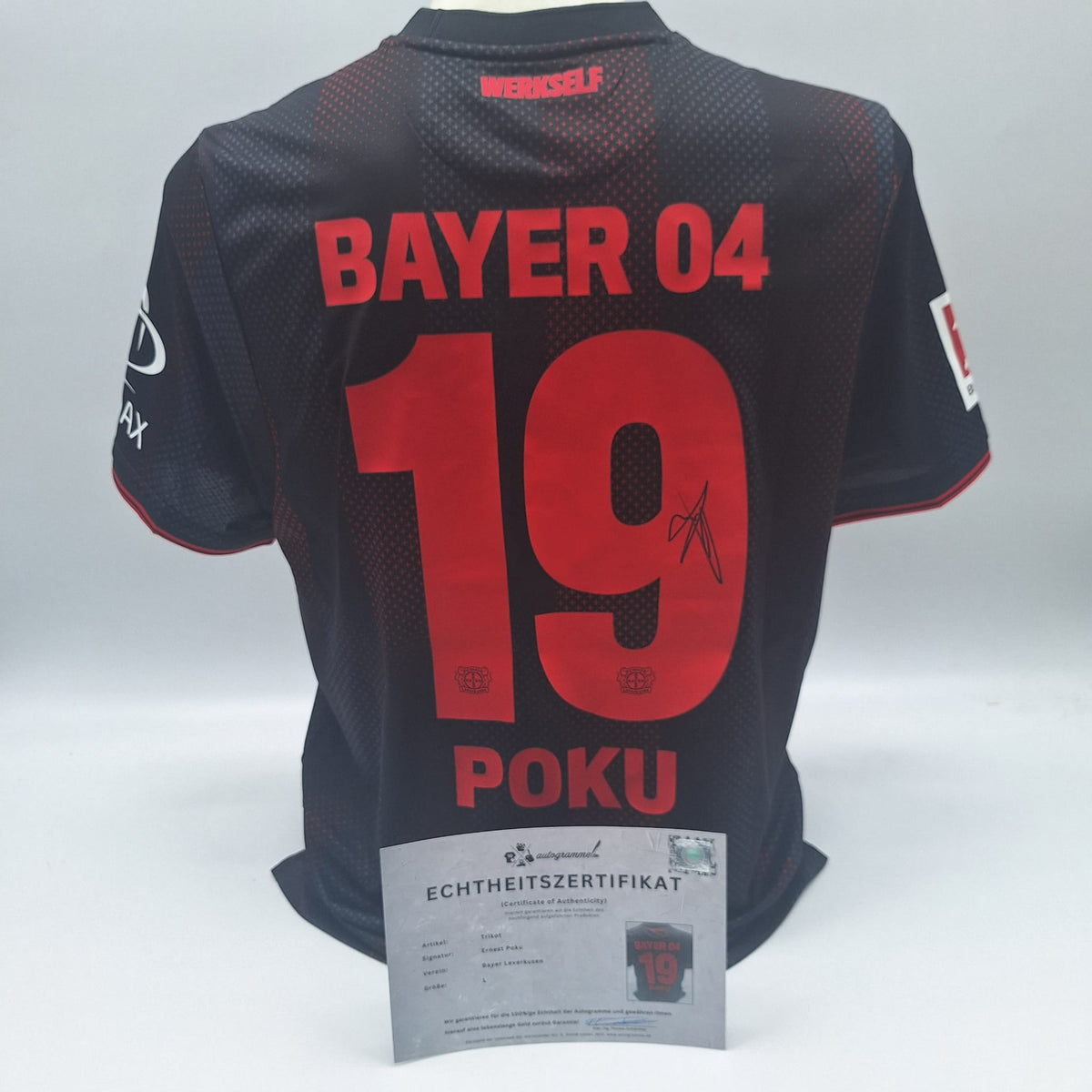 Bayer Leverkusen Trikot 2025/2026 Ernest Poku signiert New Balance COA Autogramm L