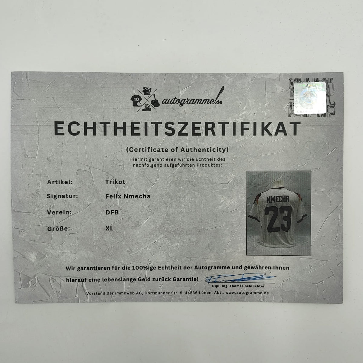 DFB Trikot WM 26, Felix Nmecha signiert Autogramm Adidas COA neu XL