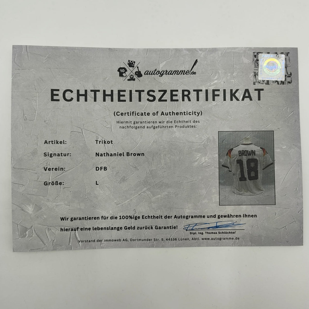 DFB Trikot WM 2026 Nathaniel Brown signiert Adidas COA neu L