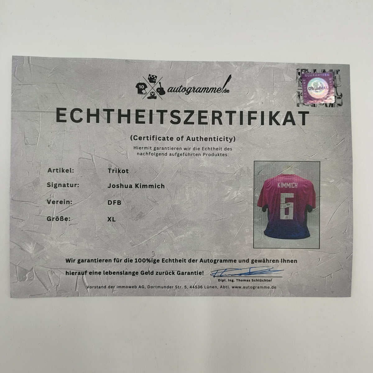 DFB Trikot EM 2024 Joshua Kimmich signiert Adidas Autogramm XL