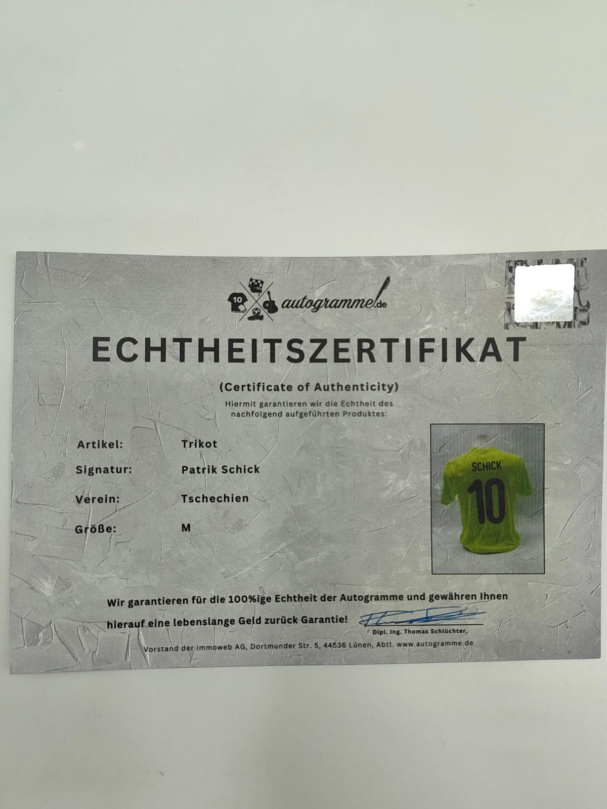Tschechien 2020 Trikot Patrik Schick signiert Autogramm neu COA M