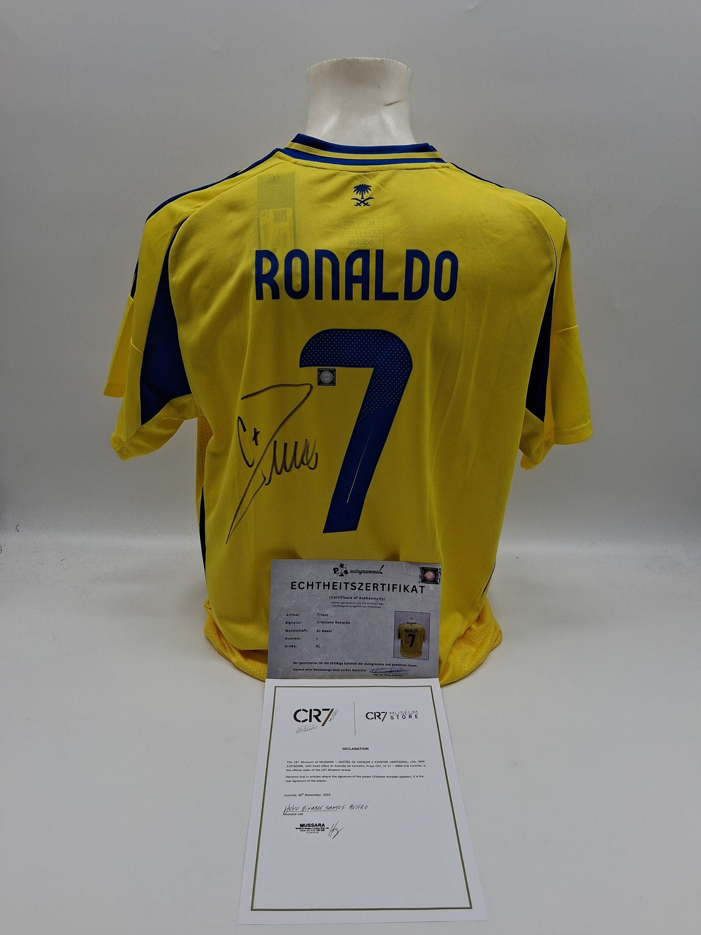 Al Nassr FC Trikot Cristiano Ronaldo signiert Autogramm Fußball COA XL