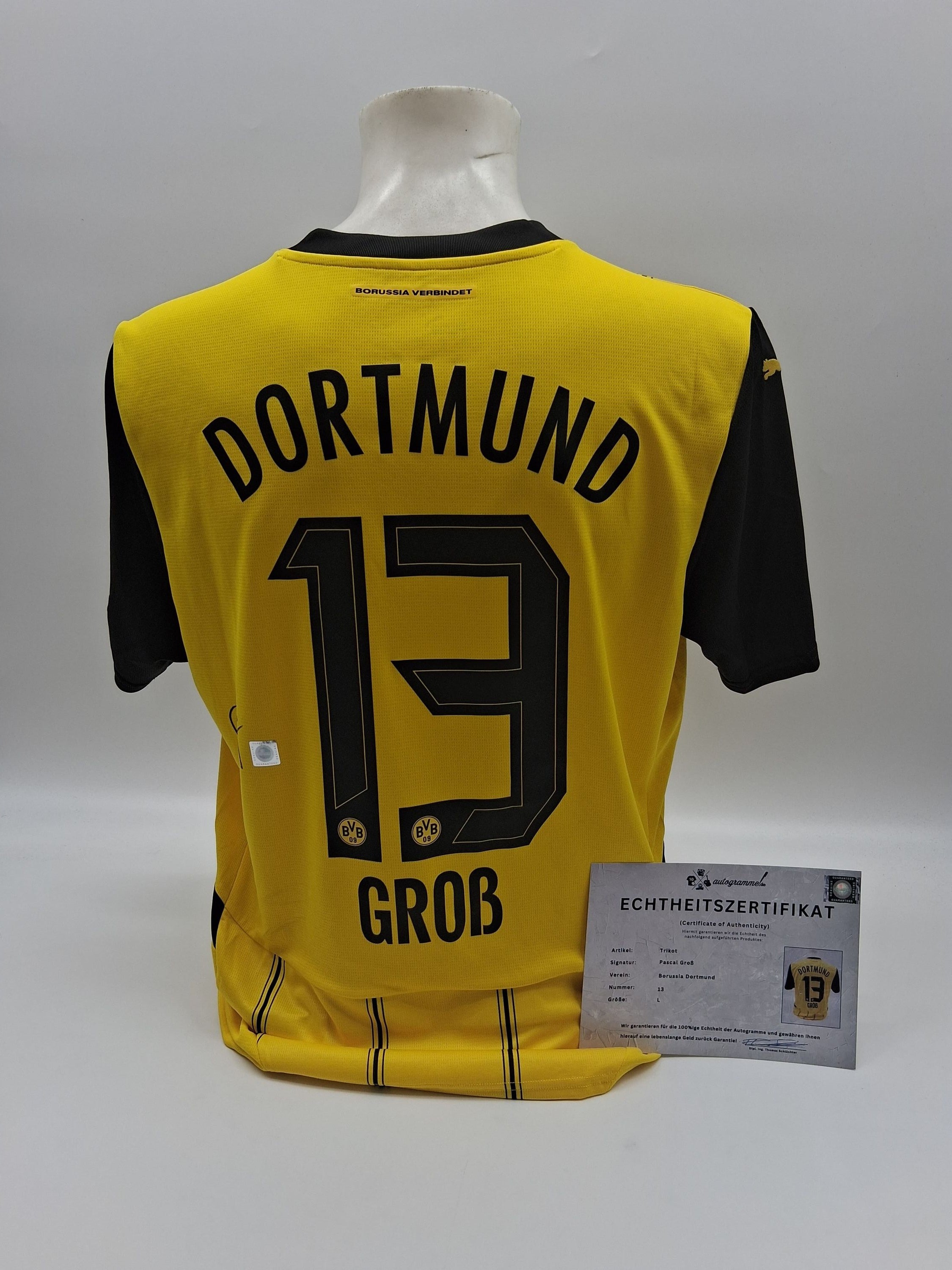 Borussia Dortmund jersey pascal large signed autograph bvb puma l