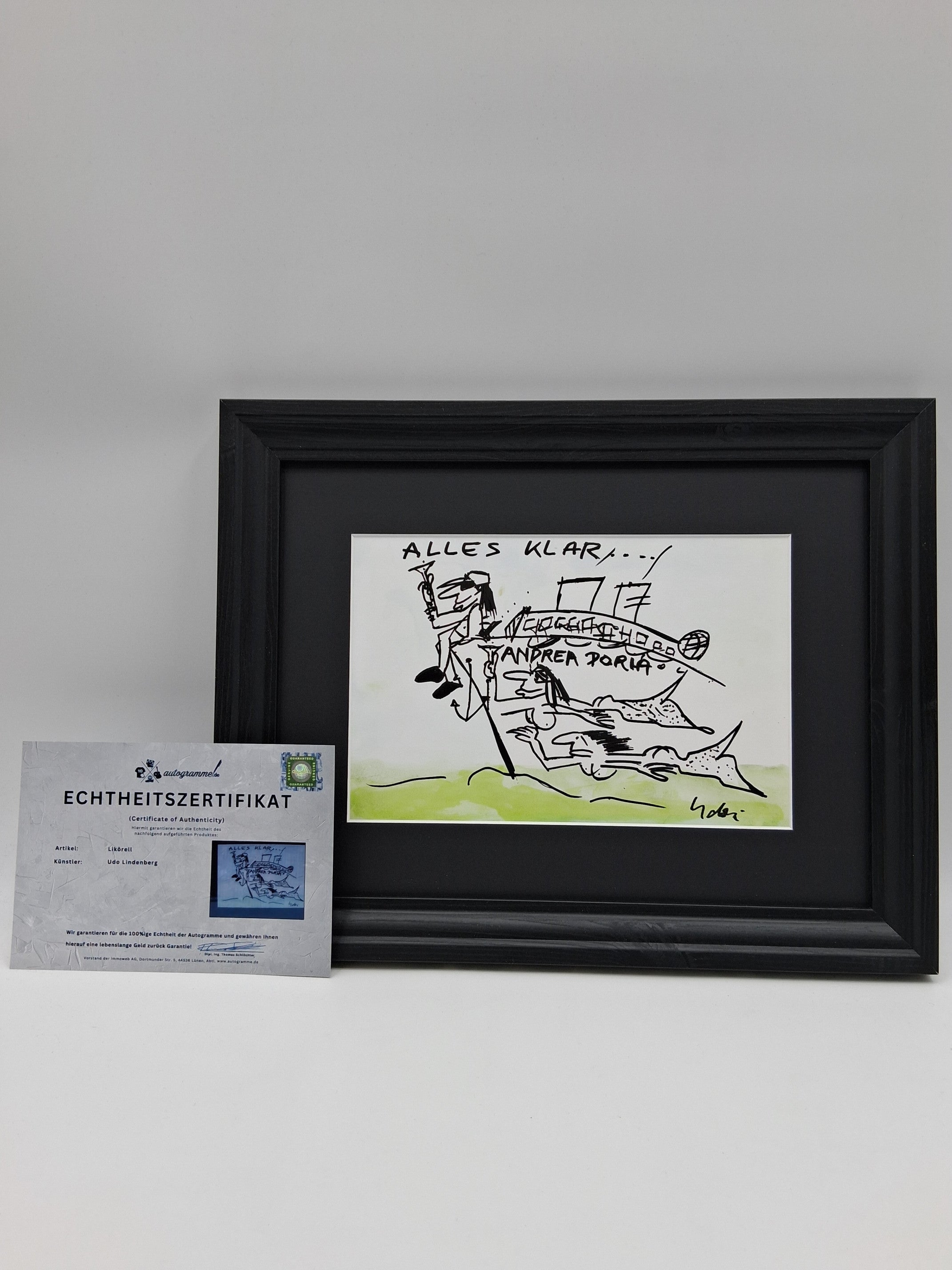 Udo Lindenberg picture "Andrea Doria" in a unique framed painting, liqueur