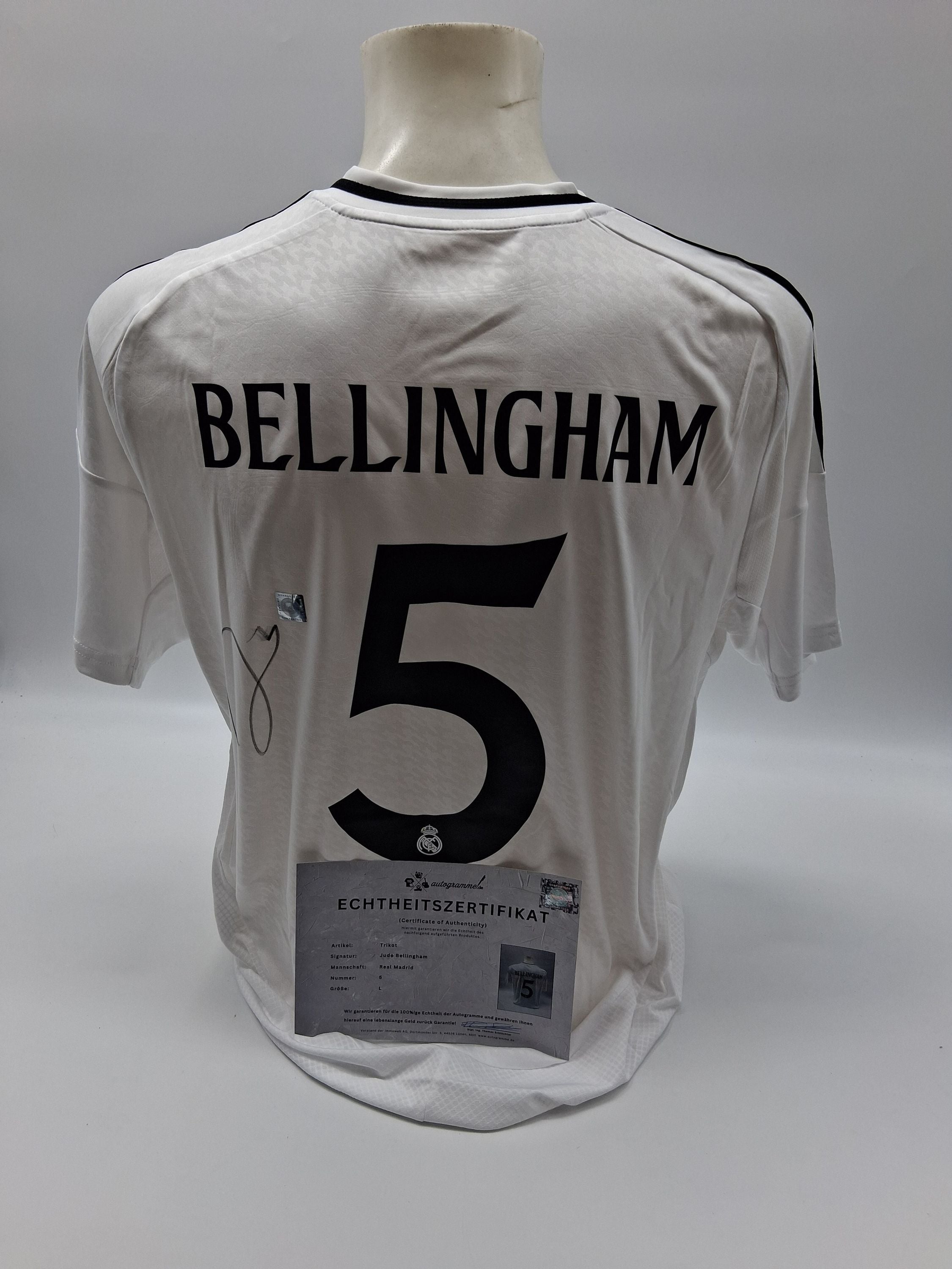 Real Madrid Trikot Jude Bellingham signiert Autogramm Adidas COA L