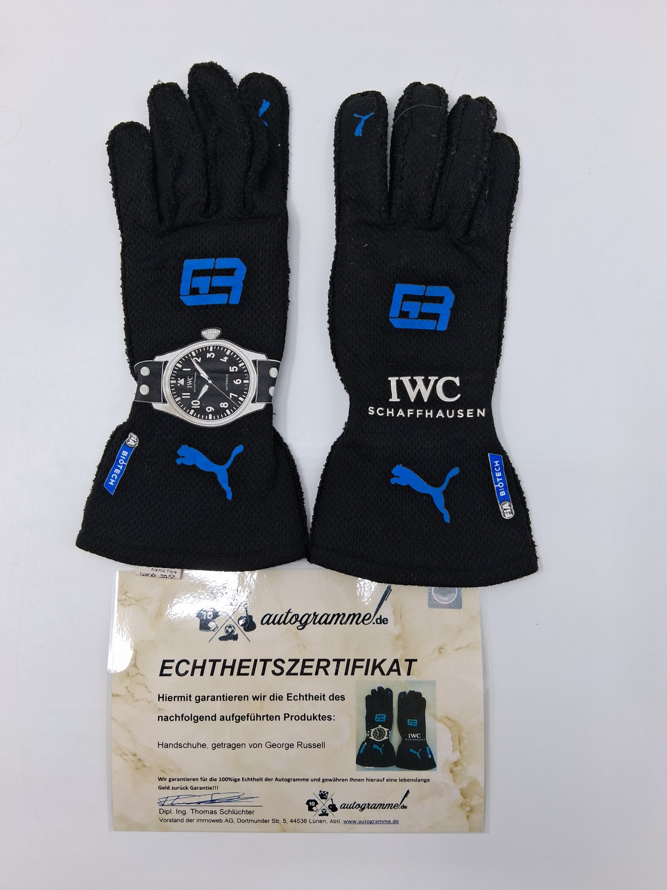 George Russell original worn driver gloves England Formula 1
