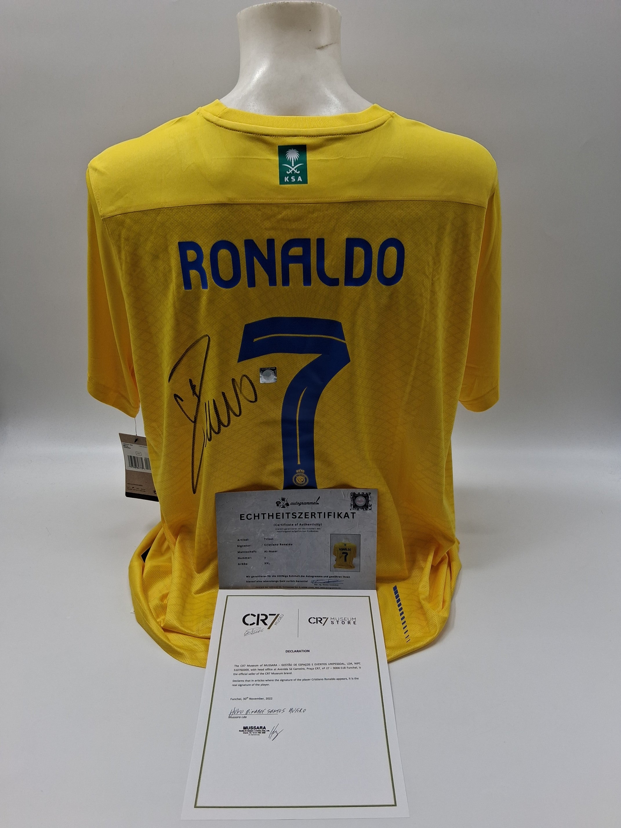 Al Nassr FC Trikot Cristiano Ronaldo signiert Autogramm COA Fußball XXL