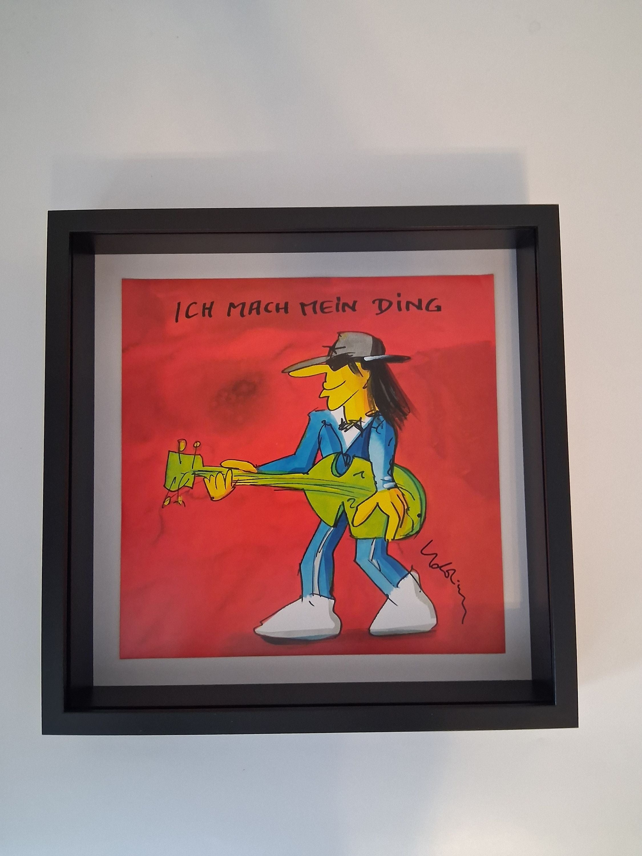 Udo Lindenberg limited edition screen print in frame, Udopium art print, signed graphic