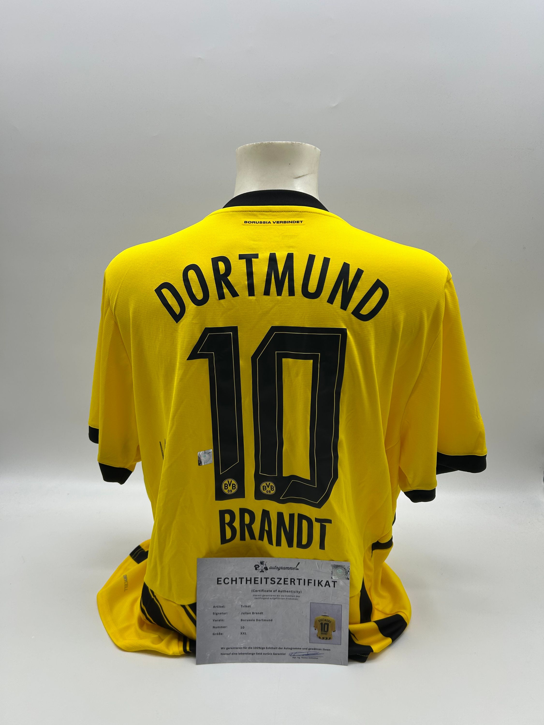 Borussia Dortmund jersey signed by Julian Brandt, BVB Puma autograph XXL