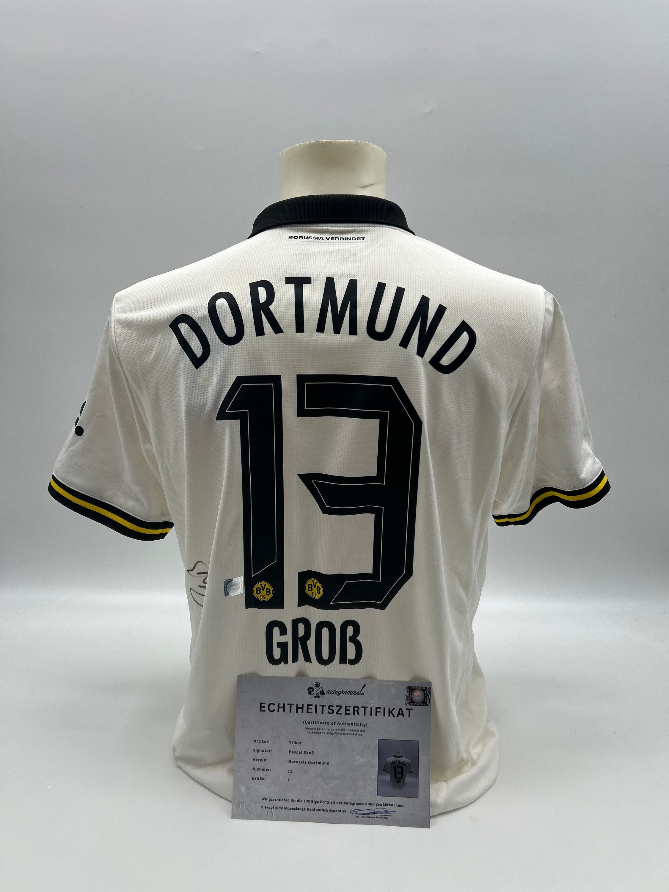 Borussia Dortmund jersey pascal large signed autograph puma l