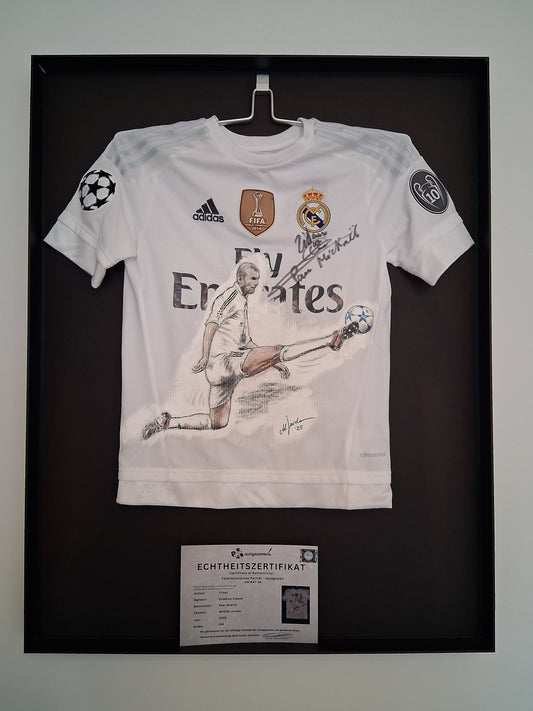 Real Madrid Trikot Portrait Zinedine Zidane handgemalt und signiert adidas 164