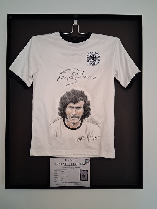DFB Trikot Portrait Paul Breitner handgemalt und signiert S
