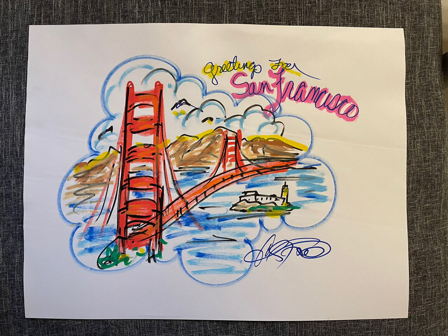 Unique drawing San Francisco by Charles Fazzino 50x65cm Signed autograph