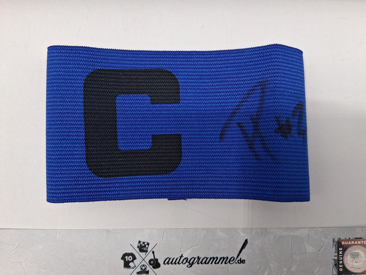 Captain's armband signed by Piero Hincapié in a frame, autographed by Bayer 04 Leverkusen