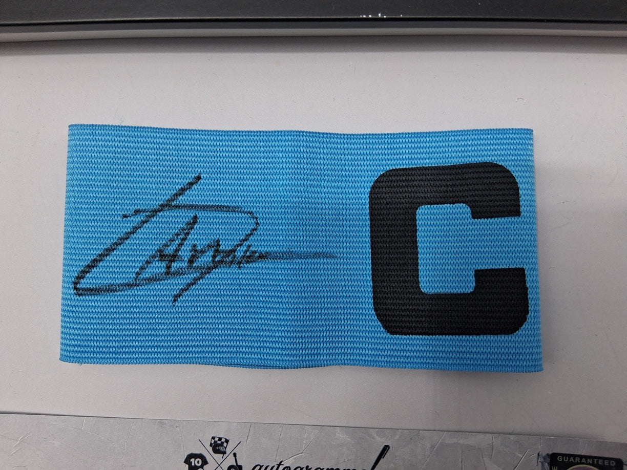 Captain's armband signed by Lamine Yamal in a framed FC Barcelona COA autograph
