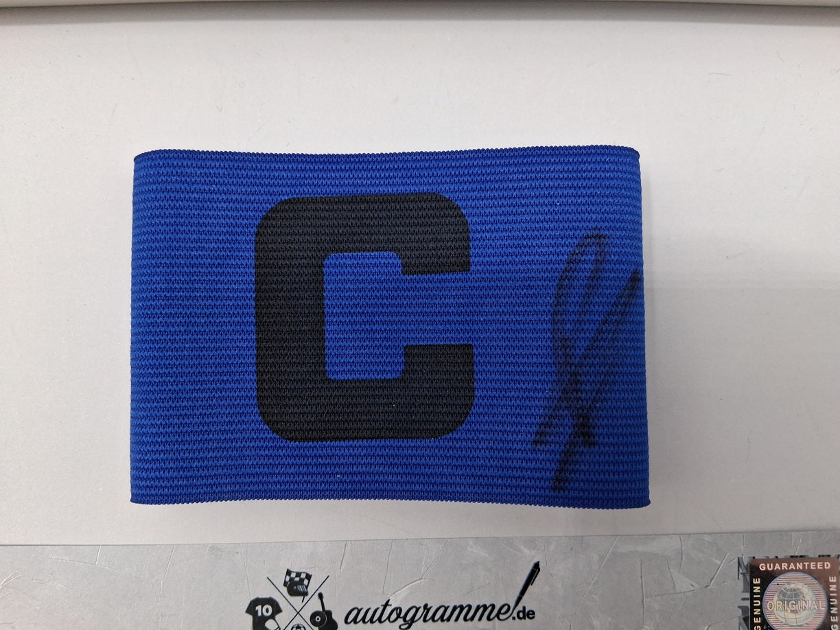 Captain's armband Exequiel Palacios signed in frame, autograph Bayer 04 Leverkusen