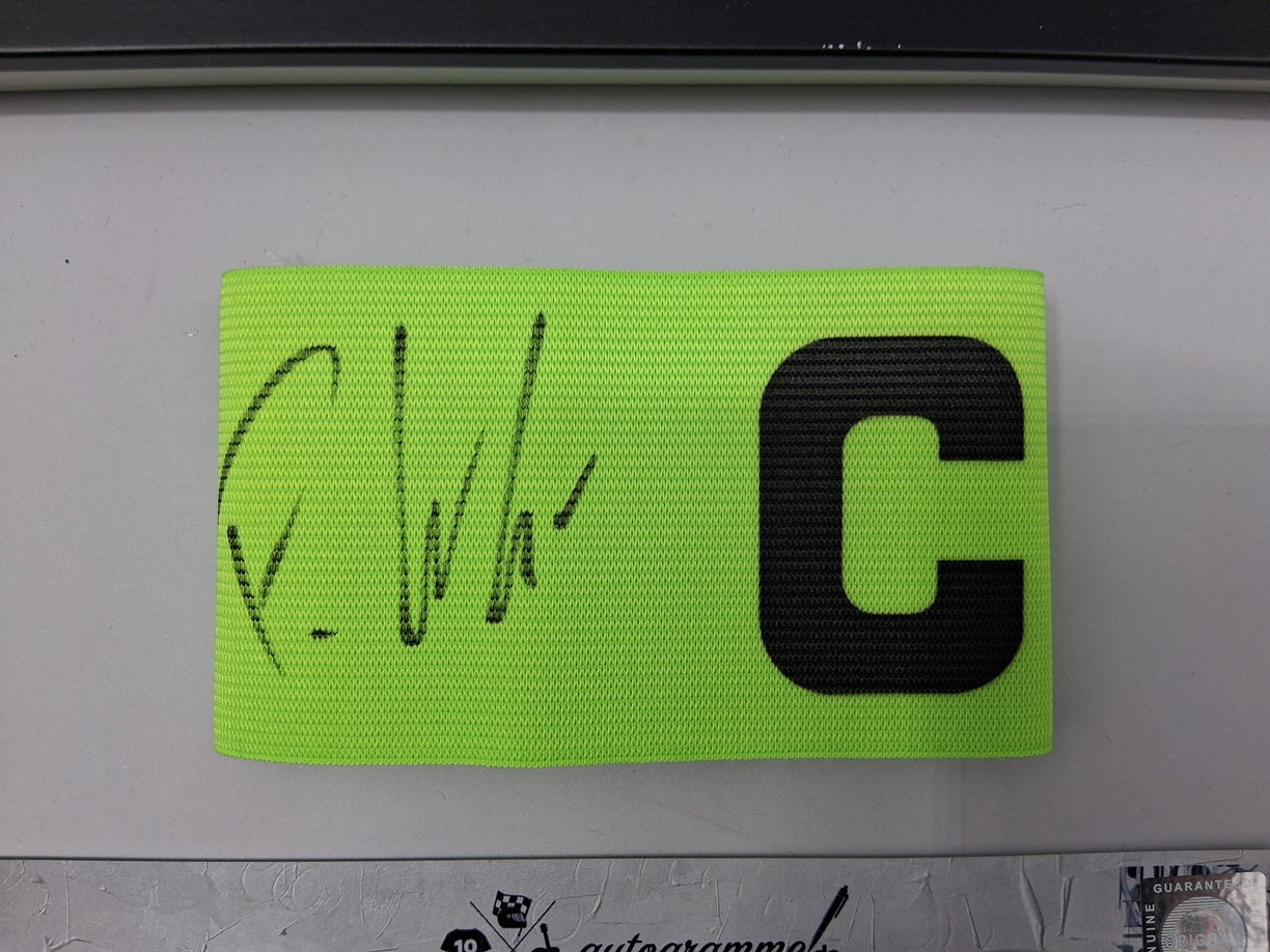 Captain's armband signed by Patrick Wimmer in a VFL Wolfsburg autograph COA frame
