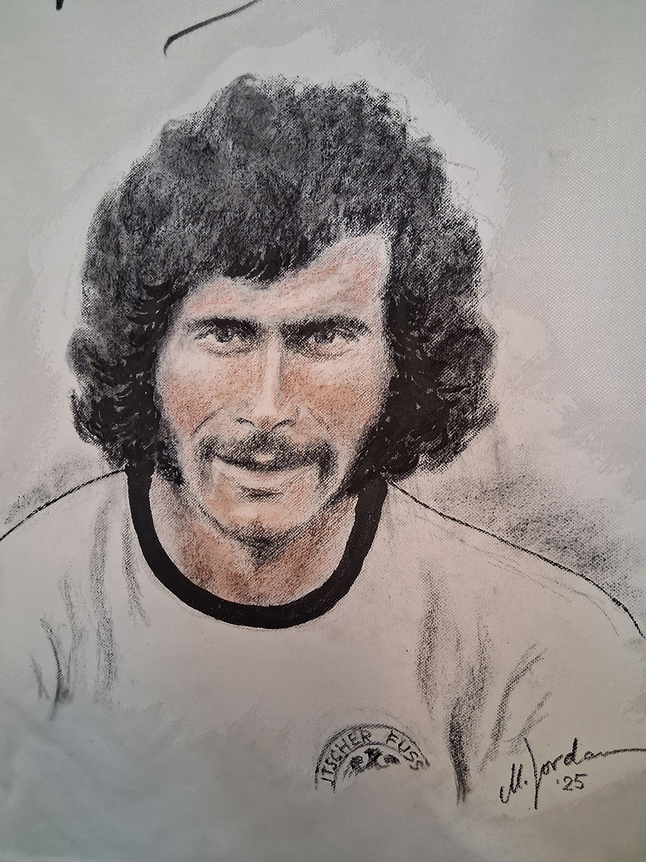DFB Trikot Portrait Paul Breitner handgemalt und signiert S