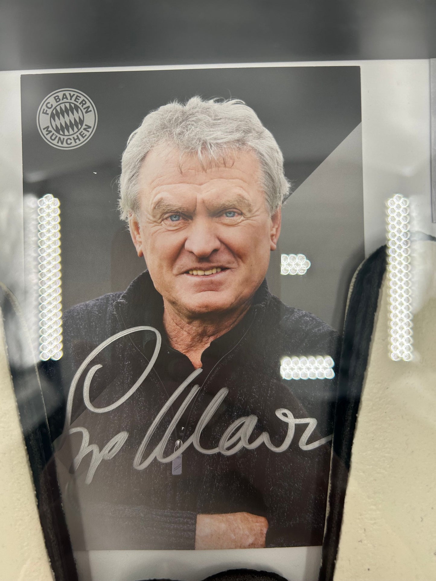 Torwarthandschuhe Sepp Meier signiert im Rahmen Autogramm Bayern München