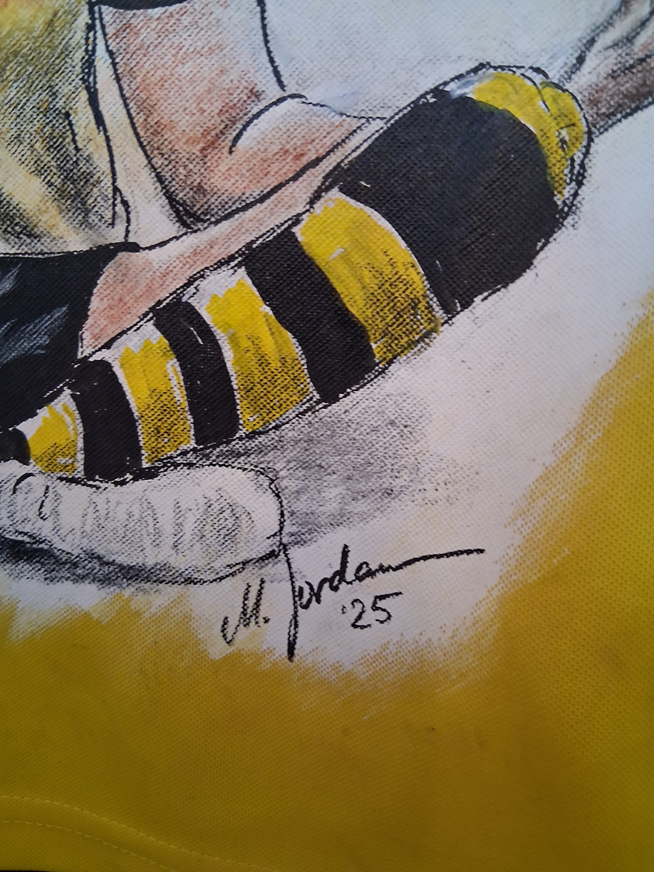 Borussia Dortmund jersey portrait Erling Haaland hand painted and signed Puma L