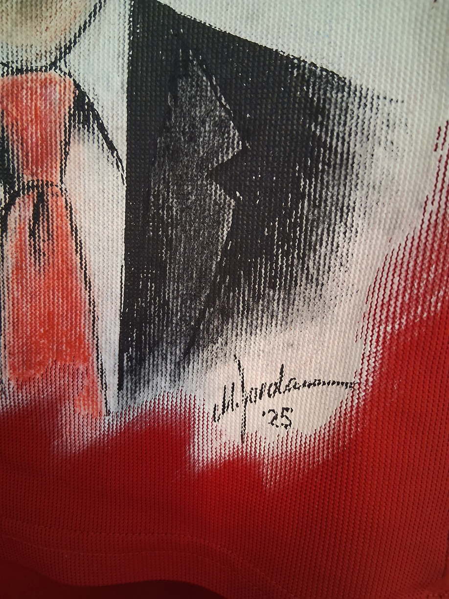 Bayern Munich jersey portrait Franz Beckenbauer hand painted and signed in 2xl