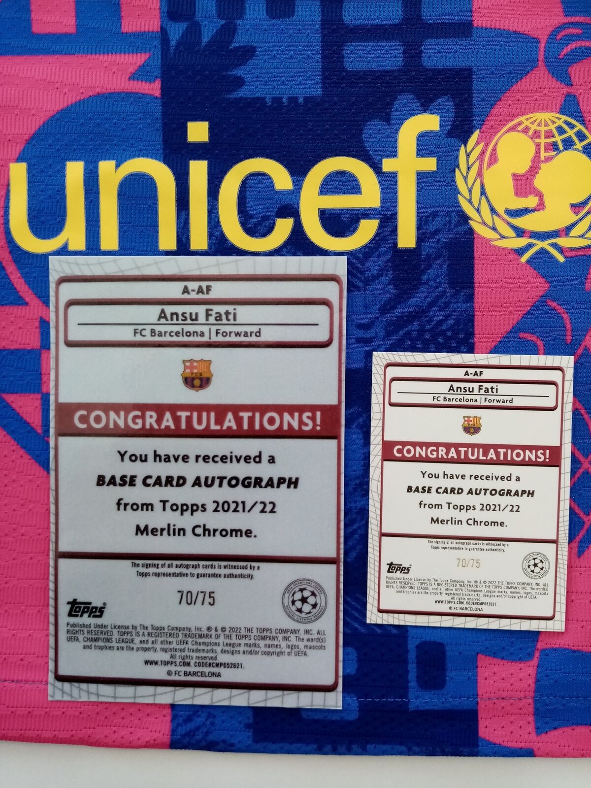 Limited tops collection card Ansu Fati signed as part of + FC Barcelona jersey