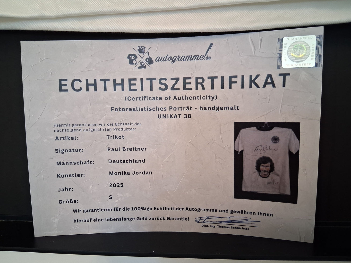 DFB Trikot Portrait Paul Breitner handgemalt und signiert S