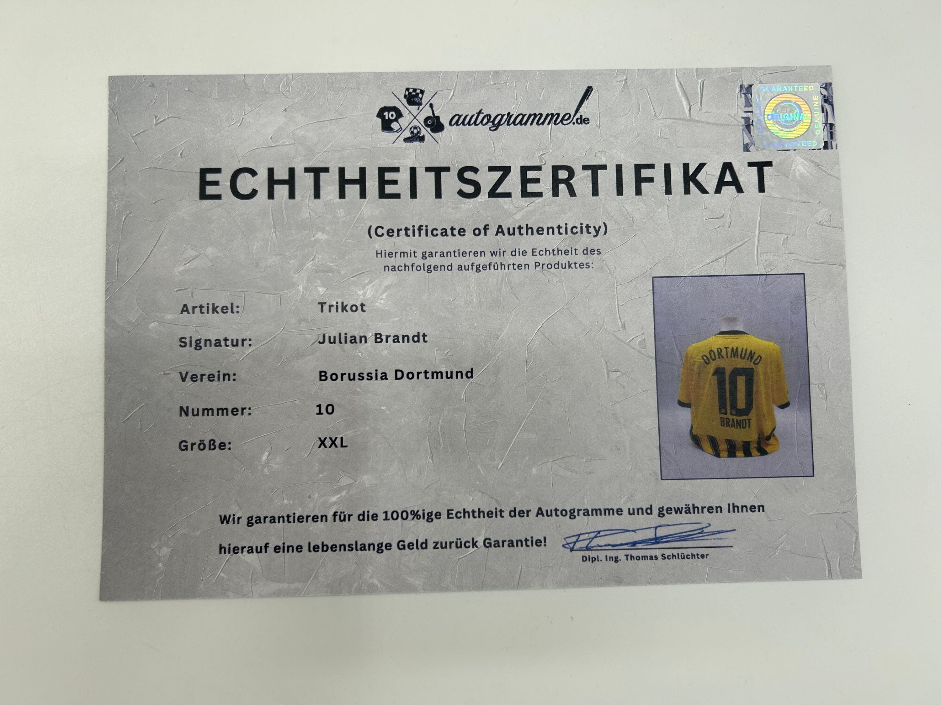 Borussia Dortmund jersey signed Julian Brandt BVB autograph Puma XXL