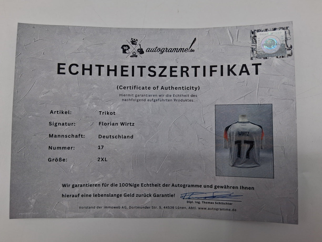 DFB Trikot Florian Wirtz signiert Adidas COA Deutschland Autogramm XXL