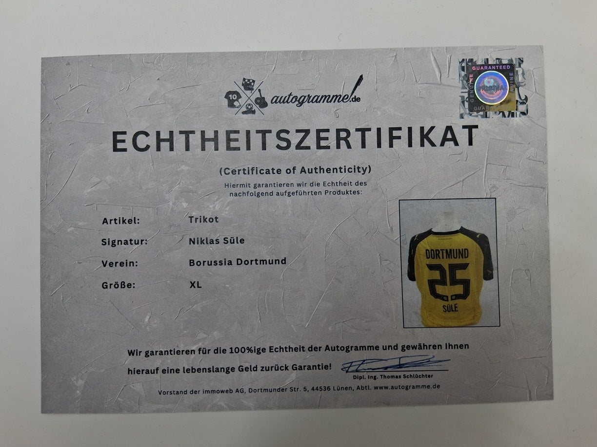 Borussia Dortmund Trikot Niklas Süle signiert BVB Autogramm Puma neu XL